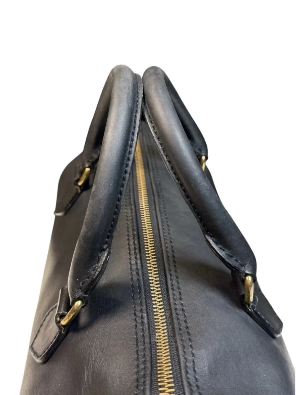 Ralph Lauren Black Leather Top-Handle Satchel Boston Speedy